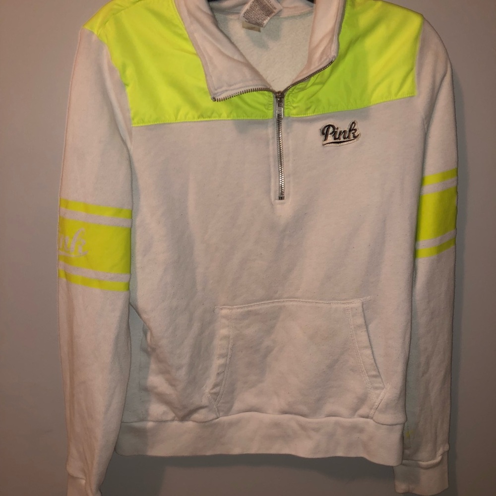 yellow and white PINK Victoria secret sweatshirt